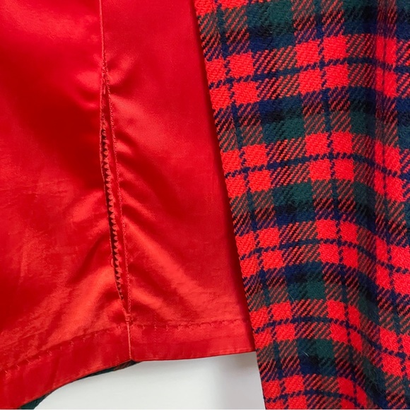 VINTAGE 100% Wool Red Tartan Plaid Pendleton Peacoat w/ Belt Sz M - Picture 11 of 14